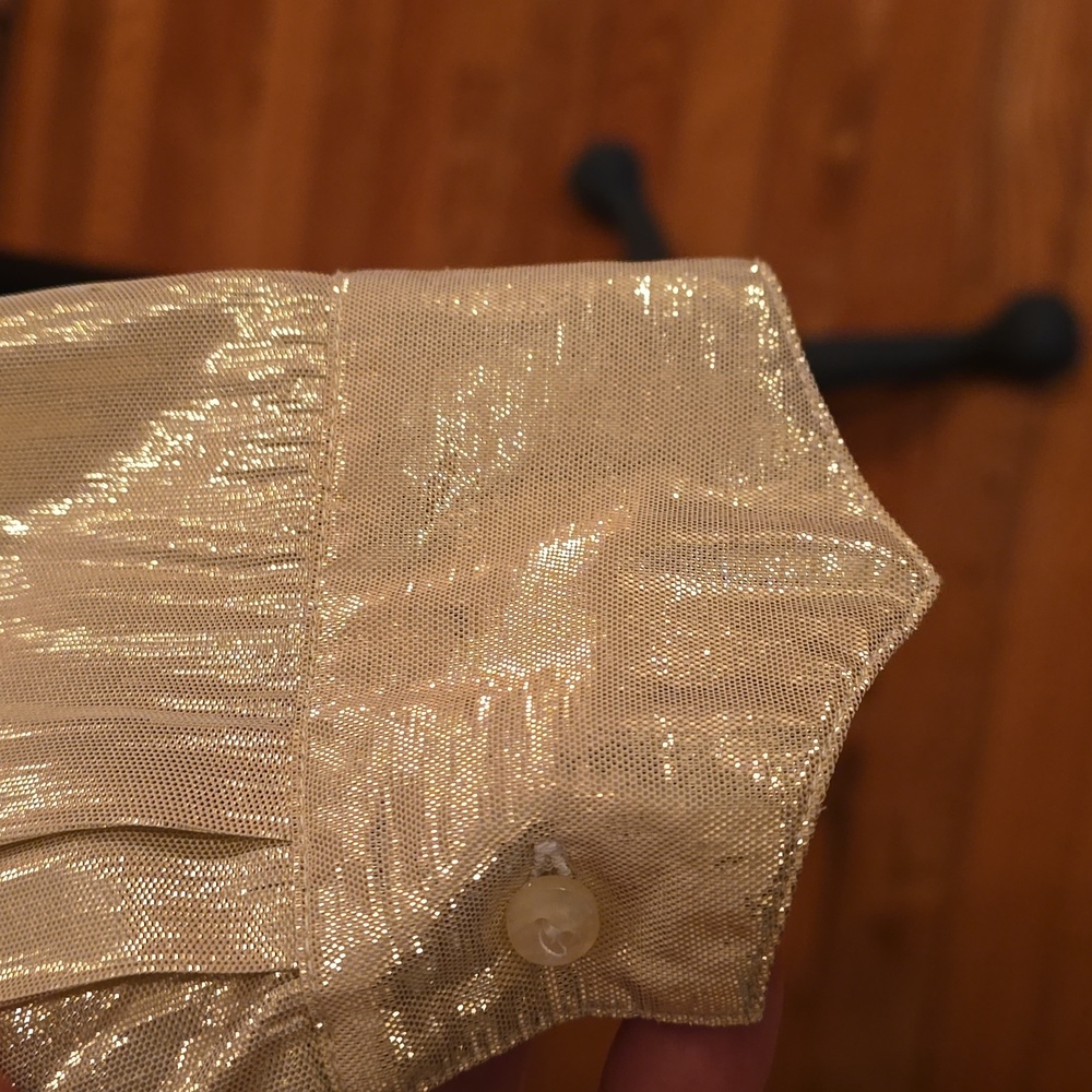 Shimmering Vintage Gold Button-Up Shirt - Picture 3 of 5
